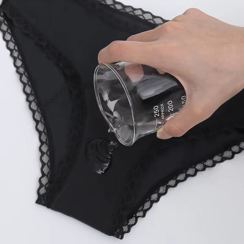 Women'S Menstrual Underwear 4 Layers Waterproof Leakage Panties Female Lingerie Mid Waist Lace Underpants Physiological Period